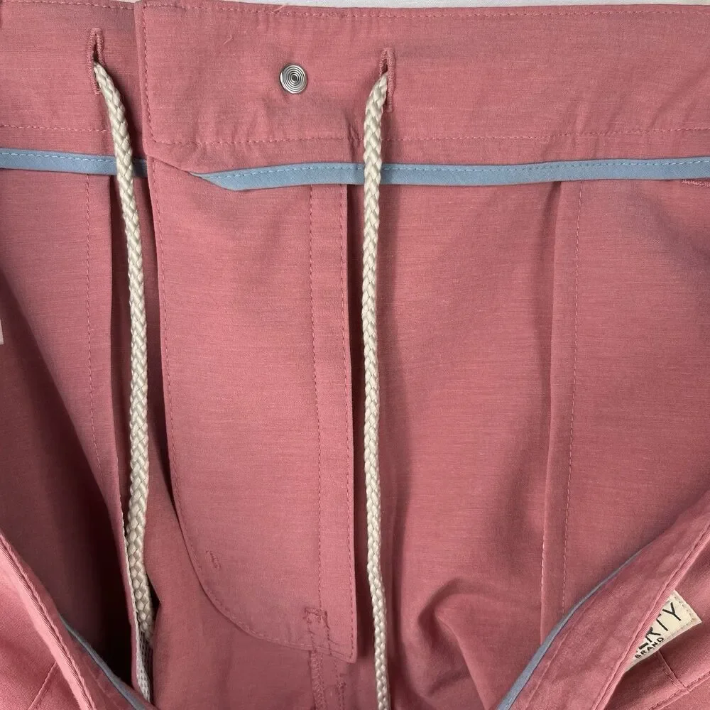 Faherty All Day Shorts Men's 34 Drawstring Chino 7 Inseam Stretch Dark Pink